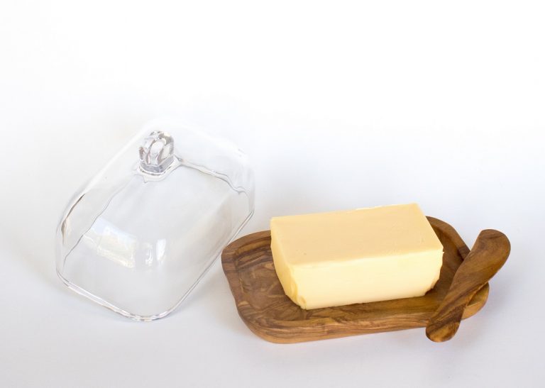 Olive Wood Butter Dish with Glass Top European Size Psperu