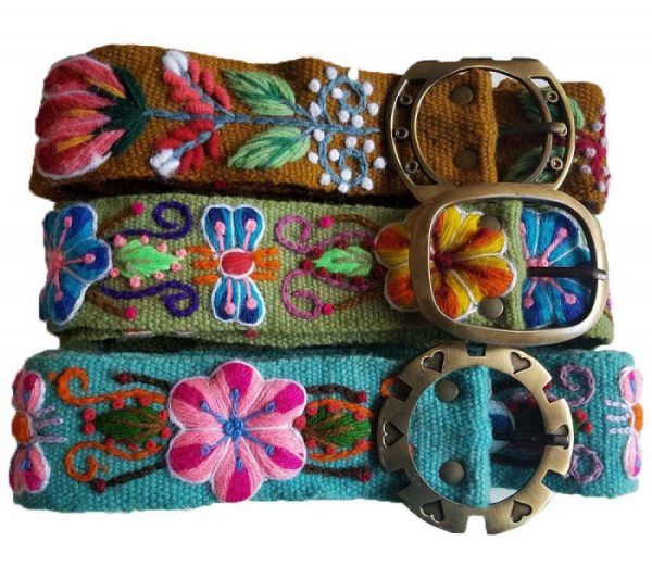 In Bloom Embroidered Peruvian Belt from Alpaca Wool