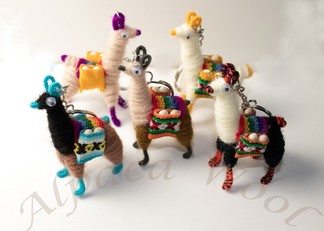 Pack of 12 Llama Key Chain Miniature Peruvian Collectible