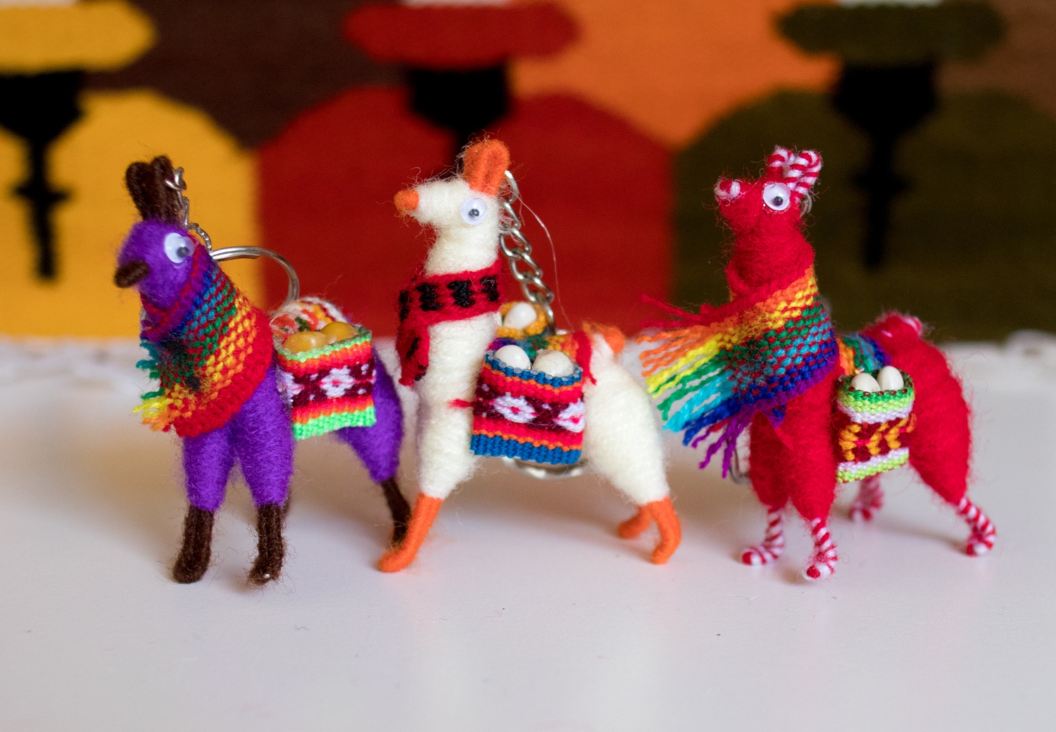 Wool Cuzco Peru Llama Key Chain Souvenir 10 Pieces