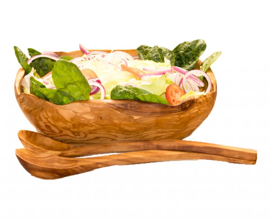 Olive Wood Salad Bowl Hand Carved Set of 3 Pieces Psperu