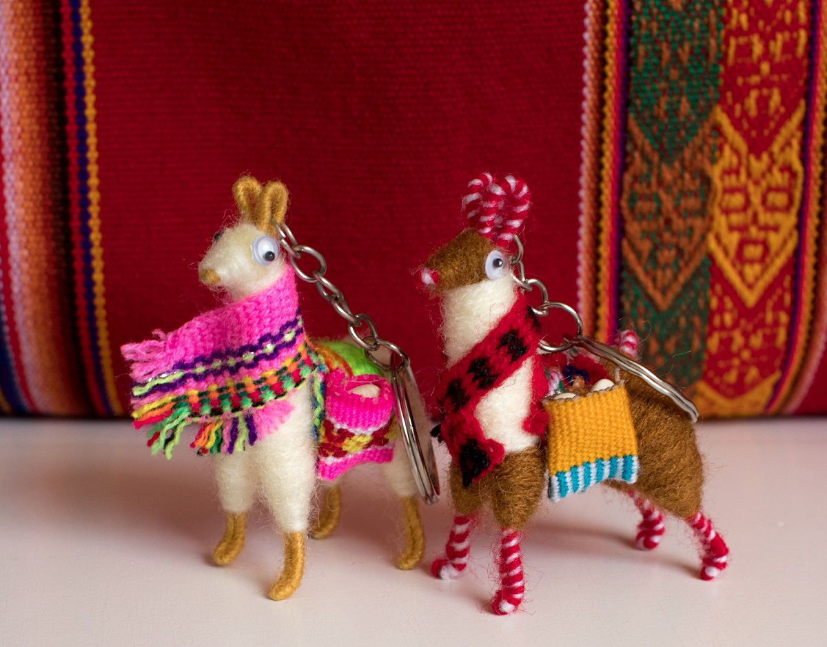 Peru Peruvian Handmade Llama Keychain Artisan Assorted Colors Set of 2 