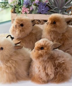 Fur Bunny 5 in Tall brown Rabbit ornament Gift from Alpaca Wool Charm
