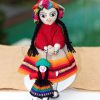 Peruvian Doll Set Ethnic Rag Stitched Alpaca Wool dress 9 in Tall Girl 4 in