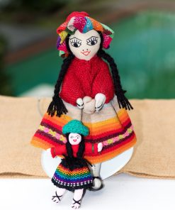 Peruvian Doll Set Ethnic Rag Stitched Alpaca Wool dress 9 in Tall Girl 4 in