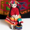 Peruvian Doll Set Ethnic Rag Stitched Alpaca Wool dress 9 in Tall Girl 4 in